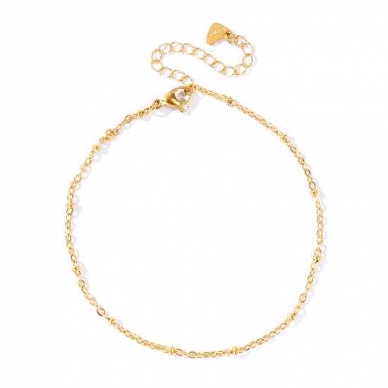 Picture of Wholesale 304 Stainless Steel Ball Chain Anklet, 18K Real Gold Plated Eco-friendly PVD Waterproof Anti-Tarnish Hypoallergenic, Women's Stylish & Casual Minimalist Gift Jewelry Supply, 22cm(8.7") + 5cm(2") long, Chain Size: 2mm, 1 Piece