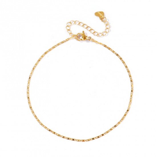 Picture of Wholesale 304 Stainless Steel Link Chain Anklet, 18K Real Gold Plated Eco-friendly PVD Waterproof Anti-Tarnish Hypoallergenic, Women's Stylish & Casual Minimalist Gift Jewelry Supply, 22cm(8.7") + 5cm(2") long, Chain Size: 1.5mm, 1 Piece