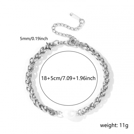 Immagine di Baroque Imitata Perla 304 Acciaio Inossidabile Catena di licopodio Braccialetti con Ciondoli All'Ingrosso, Tono Argento Ecologico, Donne Squisito Elegante Regalo Fornitura di Gioielli, 18cm + 5cm Lunghezza, 1 Pz