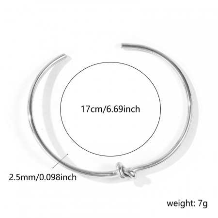 Immagine di Nodo 304 Acciaio Inossidabile Aprire Braccialetti All'Ingrosso, Tono Argento Ecologico, Donne Squisito Elegante Regalo Fornitura di Gioielli, 17cm Lunghezza, 1 Pz