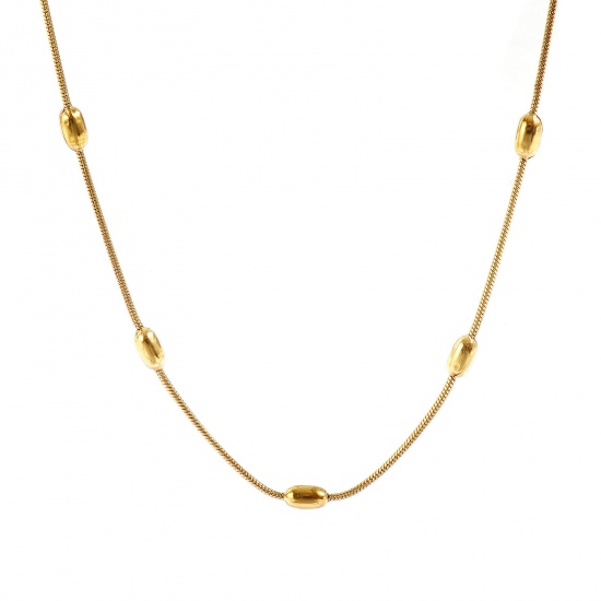 Immagine di in Rilievo Collana All'Ingrosso, Catena di Serpente Placcato Oro 18K 304 Acciaio Inossidabile, Donne PVD Ecologica Semplice Elegante Regalo Gioielli Per Rivenditore, 54cm + 5cm Lunghezza, Dimensione della Catena: 1.2mm, 1 Pz