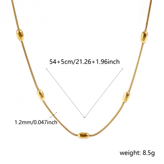 Immagine di in Rilievo Collana All'Ingrosso, Catena di Serpente Placcato Oro 18K 304 Acciaio Inossidabile, Donne PVD Ecologica Semplice Elegante Regalo Gioielli Per Rivenditore, 54cm + 5cm Lunghezza, Dimensione della Catena: 1.2mm, 1 Pz