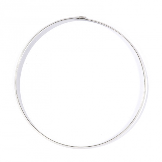 Picture of Wholesale Collar Neck Ring Necklace, Silver Tone 304 Stainless Steel Women's Classic Ethnic Style Gift Jewelry For Retailer, 44cm(17.3") long, 1 Piece
