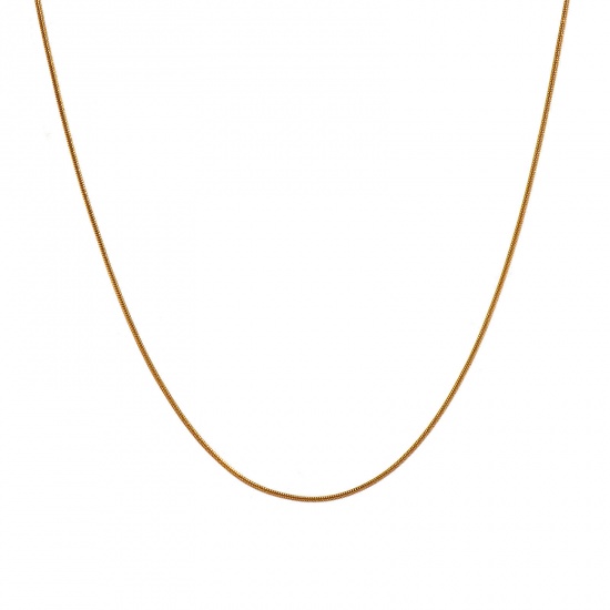 Immagine di Collana All'Ingrosso, Catena di Serpente 18K Vero Oro Placcato 304 Acciaio Inossidabile, Unisex PVD Ecologica Impermeabile Anti-Ossidante Ipoallergenico Minimalista Regalo Gioielli Per Rivenditore, 45cm + 5cm Lunghezza, Dimensione della Catena: 0.9mm, 1 Serie ( 10 Pz/Serie)