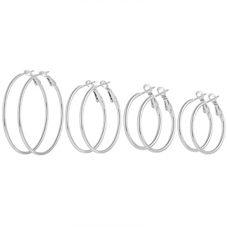 Picture of Wholesale Simple Stylish Hoop Earrings, Round Silver Tone 316 Stainless Steel, Women's Gift Jewelry Supply, 3cm Dia., 1 Pair