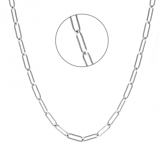 Imagen de Collares Al Por Mayor, Catena di Fermagli Tono de Plata 304 Acero Inoxidable, Unisex Respetuoso del Medio Ambiente Elegante Minimalista Regalo Joyería Para Minorista, 40cm + 5cm longitud, Tamaño de la Cadena: 12x4mm, 1 Unidad