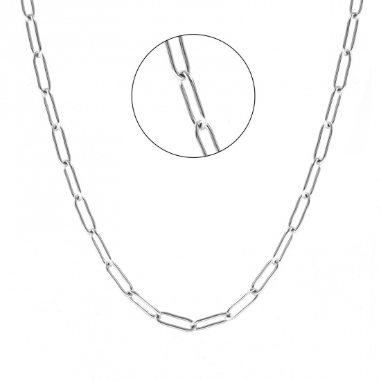 Imagen de Collares Al Por Mayor, Catena di Fermagli Tono de Plata 304 Acero Inoxidable, Unisex Respetuoso del Medio Ambiente Elegante Minimalista Regalo Joyería Para Minorista, 50cm + 5cm longitud, Tamaño de la Cadena: 12x4mm, 1 Unidad