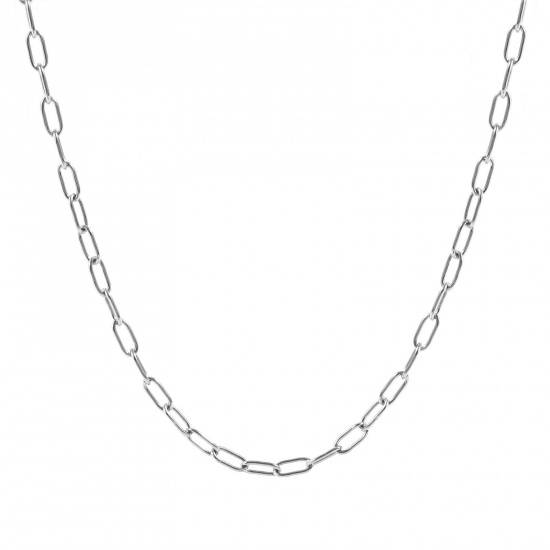 Picture of Wholesale Paperclip Link Chain Necklace, Silver Tone 304 Stainless Steel, Unisex Eco-friendly Stylish Minimalist Gift Jewelry For Retailer, 50cm(19.7") + 5cm(2") long, Chain Size: 7.5x3mm, 1 Piece