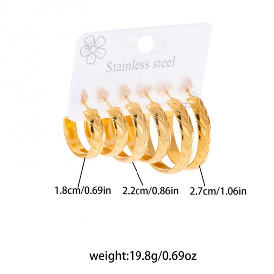 Immagine di Squisito Elegante Set di Orecchini All'Ingrosso, Struttura Placcato Oro 18K 201 Acciaio Inossidabile, Donne Ecologico Regalo Fornitura di Gioielli, 1 Serie ( 6 Pz/Serie)