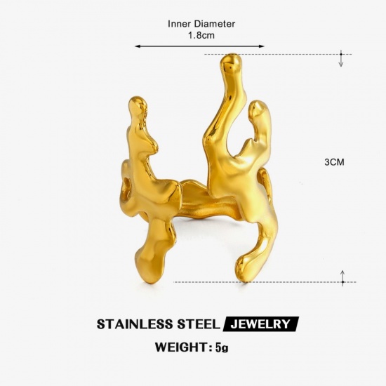 Picture of Wholesale Women's Gift Coral Open Adjustable Rings, 18K Gold Plated 304 Stainless Steel, Eco-friendly PVD Ocean Jewelry Stylish Jewelry Supply, 18mm(US Size 7.75), 1 Piece