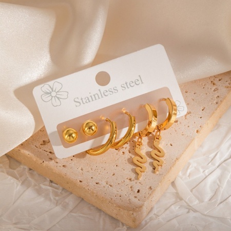 Bild von Großhandel Klassisch Einfach und lässig Ohrstecker Set, 18K Vergoldet 304 Edelstahl, Frauen Geschenk Schmuckbedarf, 1 Pack ( 6 Stk./Set)