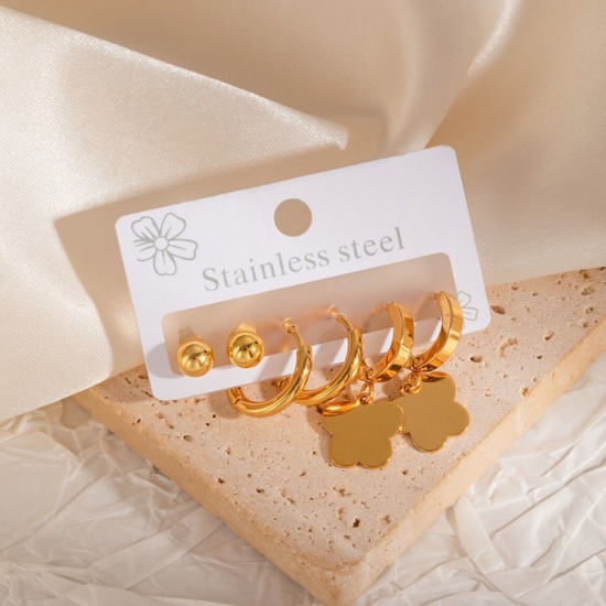 Bild von Großhandel Klassisch Einfach und lässig Ohrstecker Set, 18K Vergoldet 304 Edelstahl, Frauen Geschenk Schmuckbedarf, 1 Pack ( 6 Stk./Set)