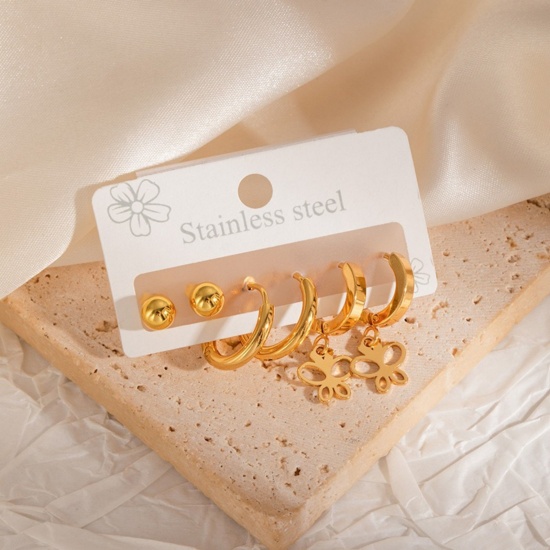 Bild von Großhandel Klassisch Einfach und lässig Ohrstecker Set, 18K Vergoldet 304 Edelstahl, Frauen Geschenk Schmuckbedarf, 1 Pack ( 6 Stk./Set)