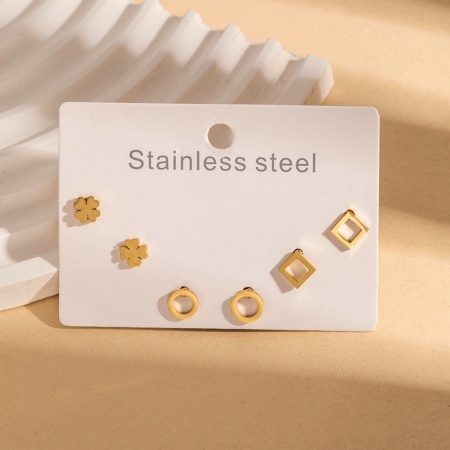 Bild von Großhandel Klassisch Einfach und lässig Ohrstecker Set, 18K Vergoldet 304 Edelstahl, Frauen Geschenk Schmuckbedarf, 1 Pack ( 6 Stk./Set)