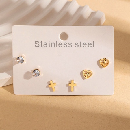 Bild von Großhandel Klassisch Einfach und lässig Ohrstecker Set, 18K Vergoldet 304 Edelstahl, Frauen Geschenk Schmuckbedarf, 1 Pack ( 6 Stk./Set)