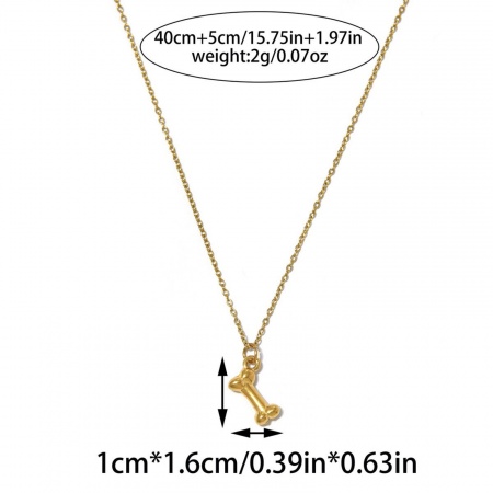 Picture of Wholesale Bone Pendant Charm Necklace, 18K Gold Plated 304 Stainless Steel Link Cable Chain, Women's PVD Stylish & Casual Minimalist Gift Jewelry For Retailer, 40cm(15.7") + 5cm(2") long, 1 Piece