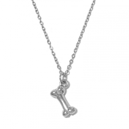 Picture of Wholesale Bone Pendant Charm Necklace, Silver Tone 304 Stainless Steel Link Cable Chain, Women's Stylish & Casual Minimalist Gift Jewelry For Retailer, 40cm(15.7") + 5cm(2") long, 1 Piece