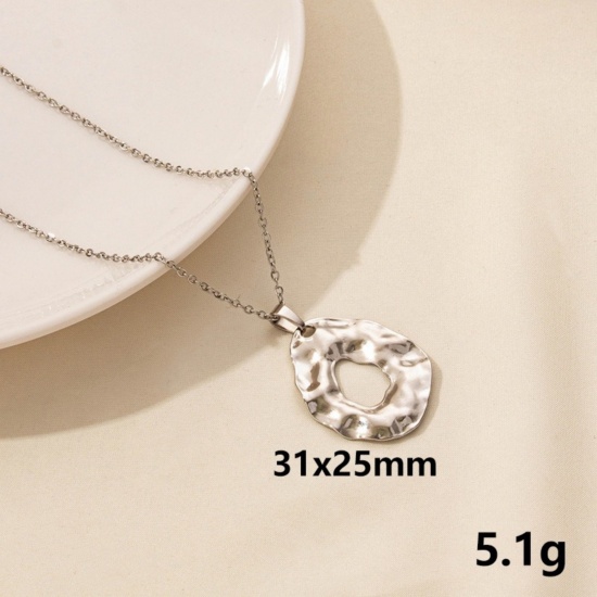 Picture of Wholesale Geometric Pendant Charm Necklace, Silver Tone 304 Stainless Steel Link Cable Chain, Women's Stylish & Casual Minimalist Gift Jewelry For Retailer, 40cm(15.7") + 5cm(2") long, 1 Piece