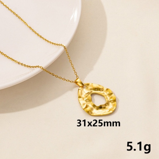 Picture of Wholesale Geometric Pendant Charm Necklace, 18K Gold Plated 304 Stainless Steel Link Cable Chain, Women's PVD Stylish & Casual Minimalist Gift Jewelry For Retailer, 40cm(15.7") + 5cm(2") long, 1 Piece