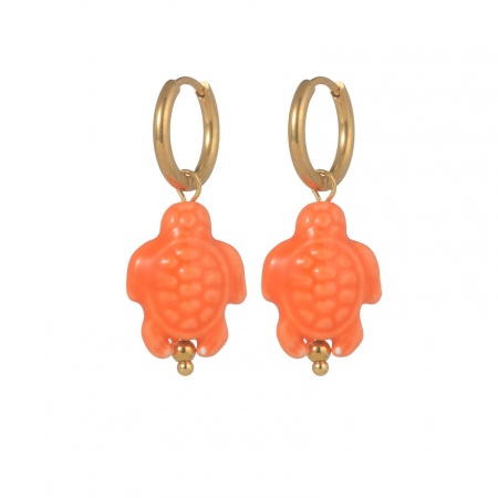 Picture of Wholesale Ocean Jewelry Natural Pastoral Earrings, Round Tortoise 18K Gold Plated 304 Stainless Steel & Ceramic, Women's PVD Gift Jewelry Supply, 1 Pair