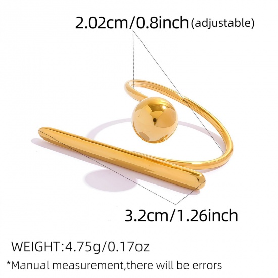 Picture of Wholesale Unisex Gift Open Adjustable Rings, 18K Gold Plated 304 Stainless Steel, Eco-friendly Vacuum Plating Ins Style Stylish Jewelry Supply, 20.2mm(US Size 10.5), 1 Piece