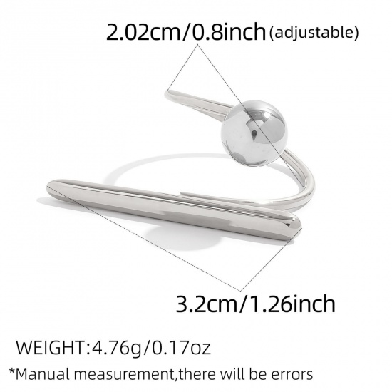 Picture of Wholesale Unisex Gift Open Adjustable Rings, Silver Tone 304 Stainless Steel, Eco-friendly Vacuum Plating Ins Style Stylish Jewelry Supply, 20.2mm(US Size 10.5), 1 Piece