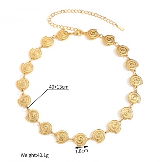 Picture of Wholesale Conch/ Sea Snail Necklace, 18K Gold Plated 304 Stainless Steel Unisex Eco-friendly Vacuum Plating Ocean Jewelry Stylish Gift Jewelry For Retailer, 40cm(15.7") + 13cm(5.1") long, 1 Piece