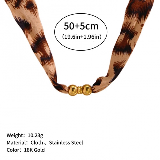 Immagine di Marrone Collana con Sciarpa e Pendente All'Ingrosso, 304 Acciaio Inossidabile Donne PVD Ecologica Elegante Elegante Regalo Gioielli Per Rivenditore, 50cm + 5cm Lunghezza, 1 Pz