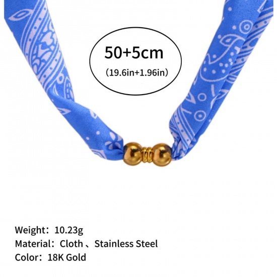 Immagine di Blu Collana con Sciarpa e Pendente All'Ingrosso, 304 Acciaio Inossidabile Donne PVD Ecologica Elegante Elegante Regalo Gioielli Per Rivenditore, 50cm + 5cm Lunghezza, 1 Pz