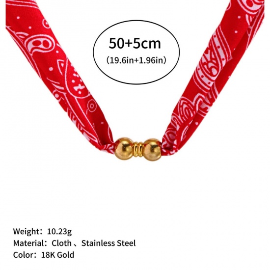 Immagine di Rosso Collana con Sciarpa e Pendente All'Ingrosso, 304 Acciaio Inossidabile Donne PVD Ecologica Elegante Elegante Regalo Gioielli Per Rivenditore, 50cm + 5cm Lunghezza, 1 Pz