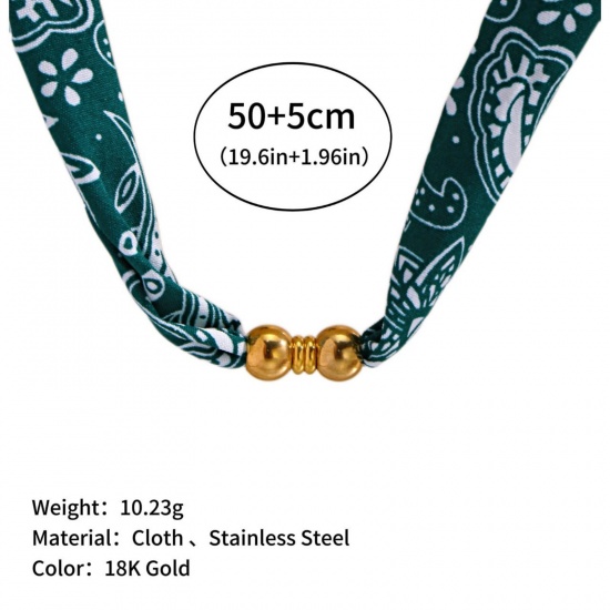 Immagine di Verde Collana con Sciarpa e Pendente All'Ingrosso, 304 Acciaio Inossidabile Donne PVD Ecologica Elegante Elegante Regalo Gioielli Per Rivenditore, 50cm + 5cm Lunghezza, 1 Pz
