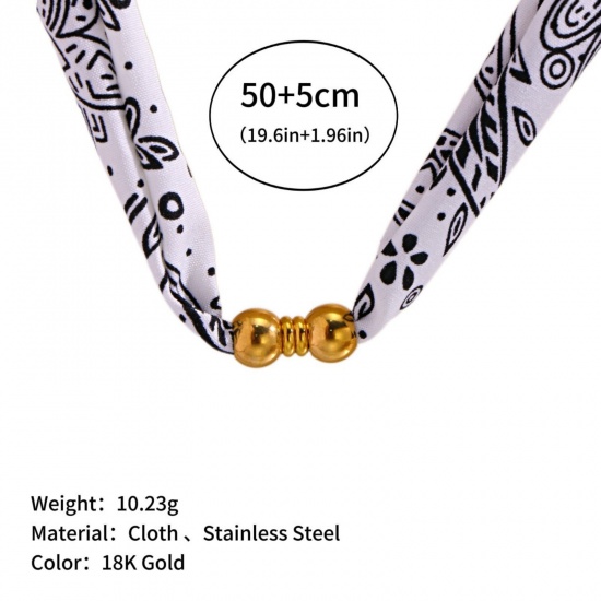 Immagine di Bianco Collana con Sciarpa e Pendente All'Ingrosso, 304 Acciaio Inossidabile Donne PVD Ecologica Elegante Elegante Regalo Gioielli Per Rivenditore, 50cm + 5cm Lunghezza, 1 Pz
