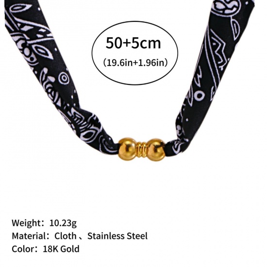 Immagine di Nero Collana con Sciarpa e Pendente All'Ingrosso, 304 Acciaio Inossidabile Donne PVD Ecologica Elegante Elegante Regalo Gioielli Per Rivenditore, 50cm + 5cm Lunghezza, 1 Pz