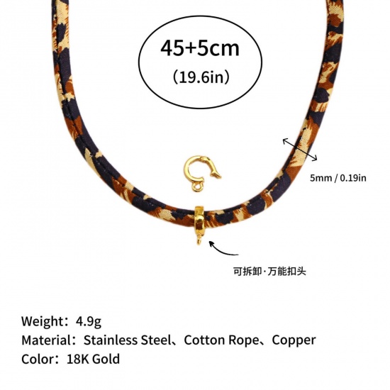 Picture of Wholesale Leopard Print Brown Necklace, 304 Stainless Steel Cord, Women's Eco-friendly PVD Retro Stylish Gift Jewelry For Retailer, 45cm(17.7") + 5cm(2") long, 1 Piece