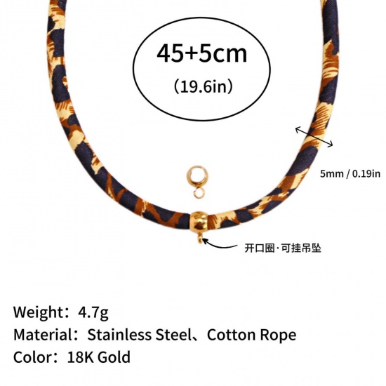 Picture of Wholesale Leopard Print Brown Necklace, 304 Stainless Steel Cord, Women's Eco-friendly PVD Retro Stylish Gift Jewelry For Retailer, 45cm(17.7") + 5cm(2") long, 1 Piece