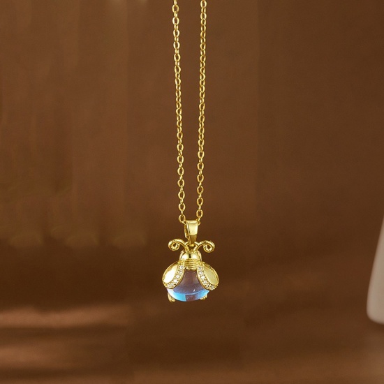Picture of Wholesale Bee Animal Pendant Charm Necklace, 18K Gold Plated 304 Stainless Steel Women's Eco-friendly Exquisite Stylish Gift Jewelry For Retailer, 40cm(15.7") + 5cm(2") long, 1 Piece