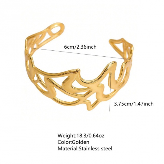 Immagine di 304 Acciaio Inossidabile Aprire Braccialetti All'Ingrosso, Colore Oro 18K Donne Elegante Elegante Regalo Fornitura di Gioielli, 1 Pz