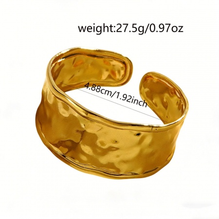 Picture of Wholesale 304 Stainless Steel Open Cuff Bangles Bracelets, 18K Gold Color Women's Elegant Stylish Gift Jewelry Supply, 1 Piece