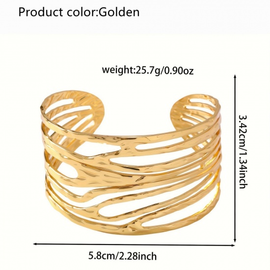 Immagine di 304 Acciaio Inossidabile Aprire Braccialetti All'Ingrosso, Colore Oro 18K Donne Elegante Elegante Regalo Fornitura di Gioielli, 1 Pz