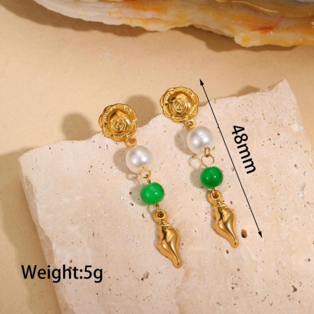 Picture of Wholesale Ins Style Stylish Ear Post Stud Earrings, Conch/ Sea Snail 18K Gold Plated 304 Stainless Steel, Women's Eco-friendly PVD Gift Jewelry Supply, 4.8cm, 1 Pair