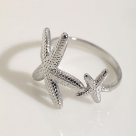 Picture of Wholesale Women's Gift Starfish Open Adjustable Rings, Silver Tone 304 Stainless Steel, Eco-friendly Ocean Jewelry Stylish Jewelry Supply, 18mm(US Size 7.75), 1 Piece