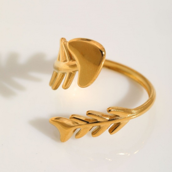 Picture of Wholesale Women's Gift Arrowhead Open Adjustable Rings, 18K Gold Plated 304 Stainless Steel, Eco-friendly PVD Retro Stylish Jewelry Supply, 18mm(US Size 7.75), 1 Piece