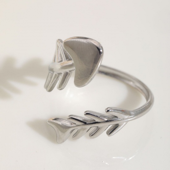 Picture of Wholesale Women's Gift Arrowhead Open Adjustable Rings, Silver Tone 304 Stainless Steel, Eco-friendly Ocean Jewelry Stylish Jewelry Supply, 18mm(US Size 7.75), 1 Piece