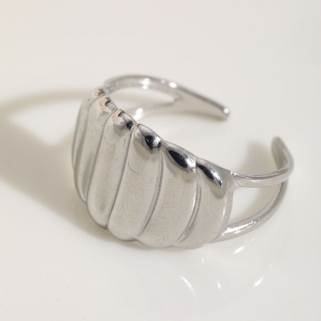 Picture of Wholesale Women's Gift Open Adjustable Rings, Silver Tone 304 Stainless Steel, Eco-friendly Ocean Jewelry Stylish Jewelry Supply, 18mm(US Size 7.75), 1 Piece