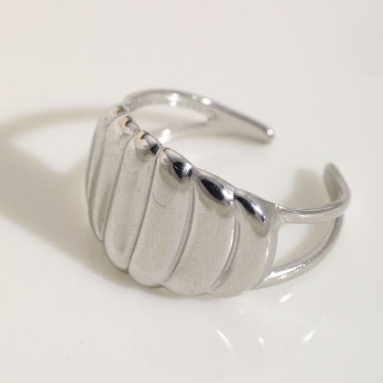 Picture of Wholesale Women's Gift Open Adjustable Rings, Silver Tone 304 Stainless Steel, Eco-friendly Ocean Jewelry Stylish Jewelry Supply, 18mm(US Size 7.75), 1 Piece