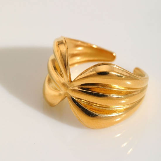 Picture of Wholesale Women's Gift Open Adjustable Rings, 18K Gold Plated 304 Stainless Steel, Eco-friendly PVD Retro Stylish Jewelry Supply, 18mm(US Size 7.75), 1 Piece