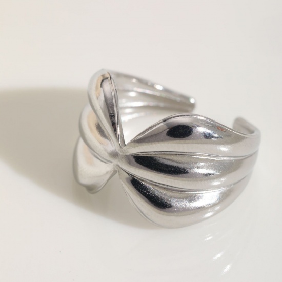 Picture of Wholesale Women's Gift Open Adjustable Rings, Silver Tone 304 Stainless Steel, Eco-friendly Ocean Jewelry Stylish Jewelry Supply, 18mm(US Size 7.75), 1 Piece