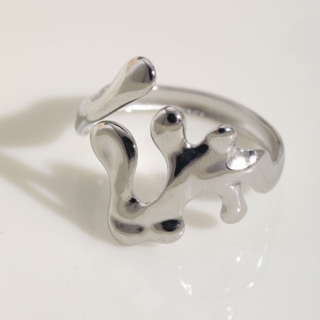 Picture of Wholesale Women's Gift Open Adjustable Rings, Silver Tone 304 Stainless Steel, Eco-friendly Ocean Jewelry Stylish Jewelry Supply, 18mm(US Size 7.75), 1 Piece