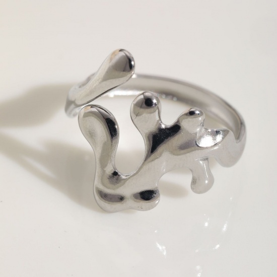Picture of Wholesale Women's Gift Open Adjustable Rings, Silver Tone 304 Stainless Steel, Eco-friendly Ocean Jewelry Stylish Jewelry Supply, 18mm(US Size 7.75), 1 Piece