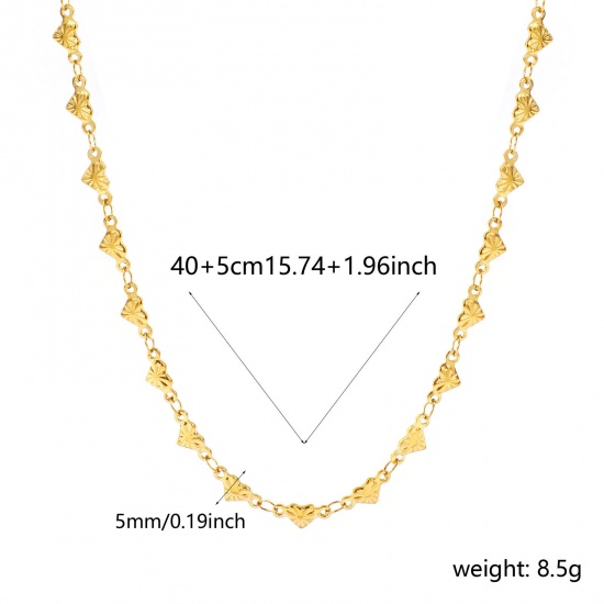 Picture of Wholesale Heart Handmade Link Chain Necklace, 18K Real Gold Plated 304 Stainless Steel, Women's Eco-friendly PVD Waterproof Anti-Tarnish Hypoallergenic Valentine's Day Stylish Gift Jewelry For Retailer, 40cm(15.7") + 5cm(2") long, Chain Size: 5mm, 1 Piece